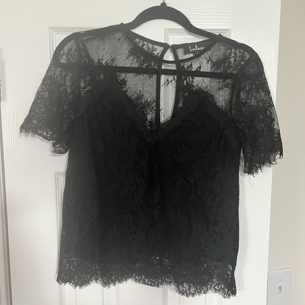 Lulus black lace shirt- Small